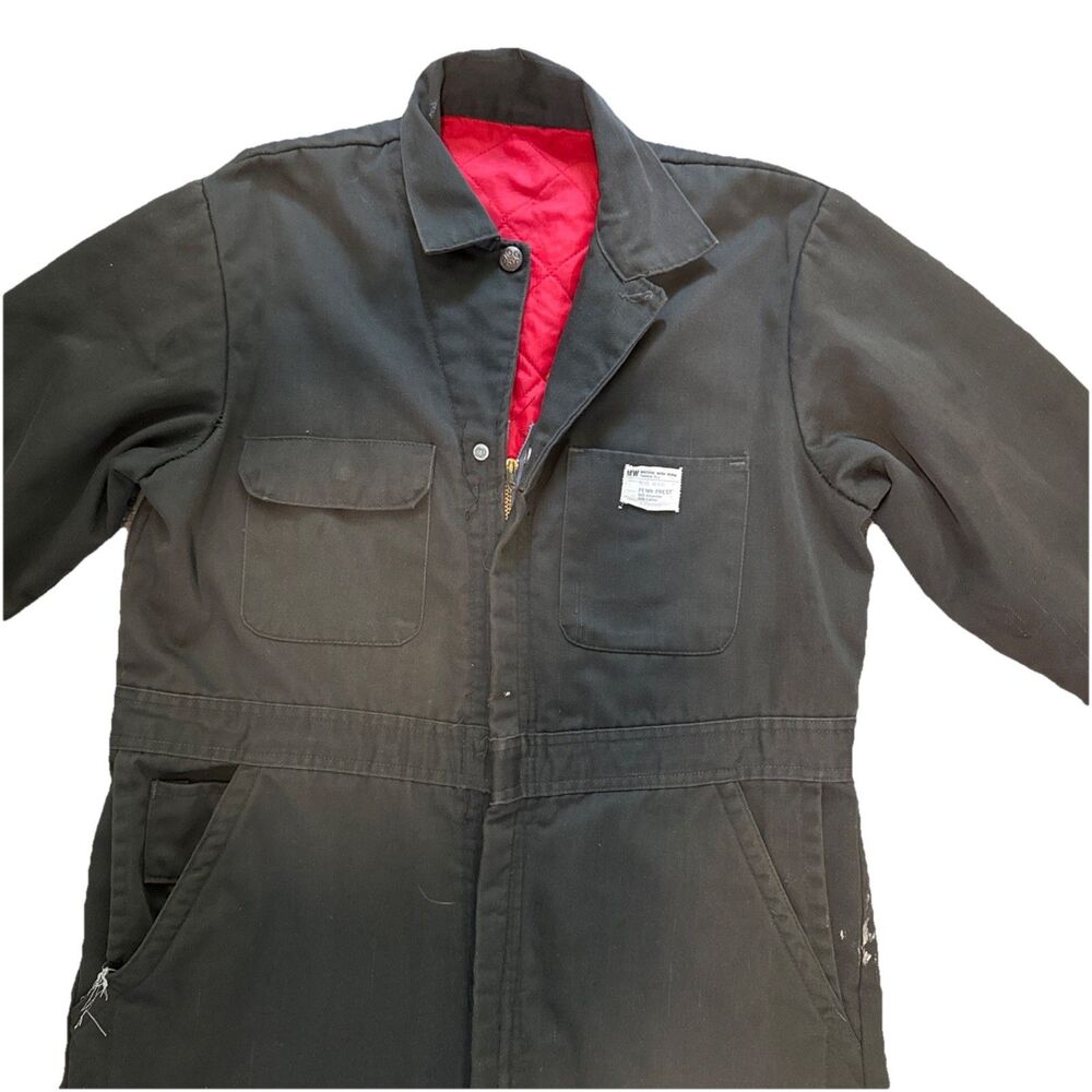 VTG Big Mac 70’s Penn-Prest Olive Green Workwear Coveralls Quilt Red Lining